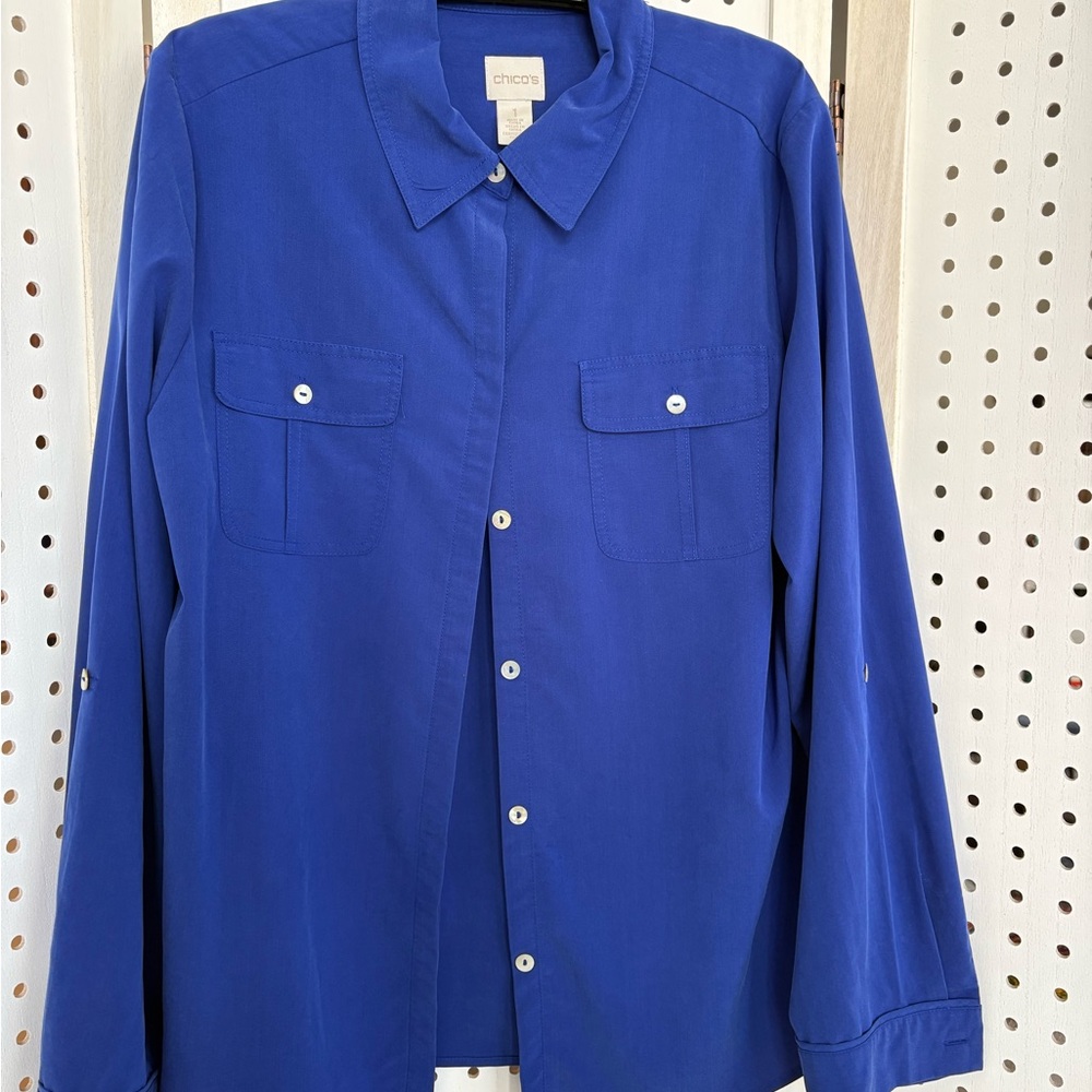 Chico's Vibrant Blue Collared Shirt
